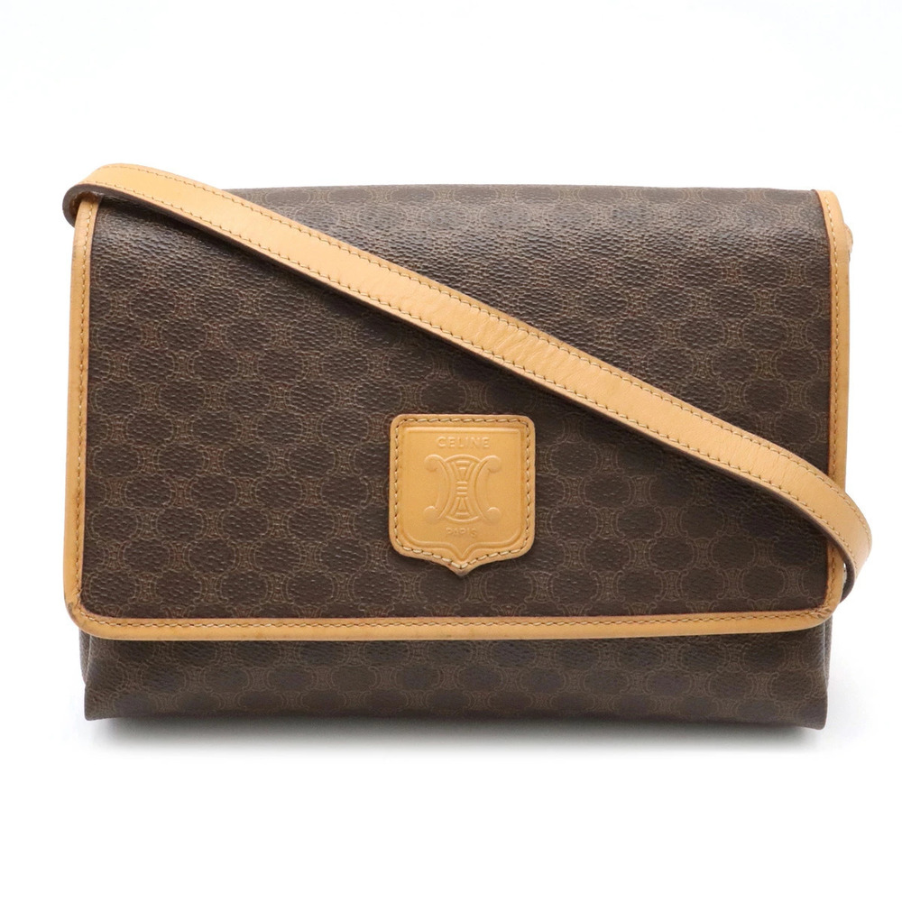 Celine Macadam Crossbody leather dark brown